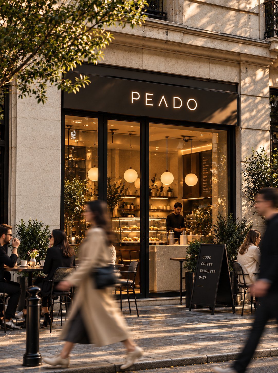 Peado kahve dükkânının mağaza cephesi