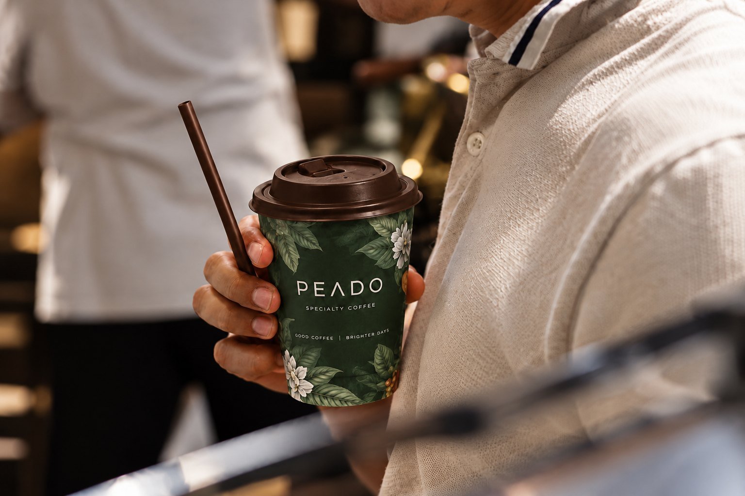 Botanik desenli yeşil Peado take-away bardak